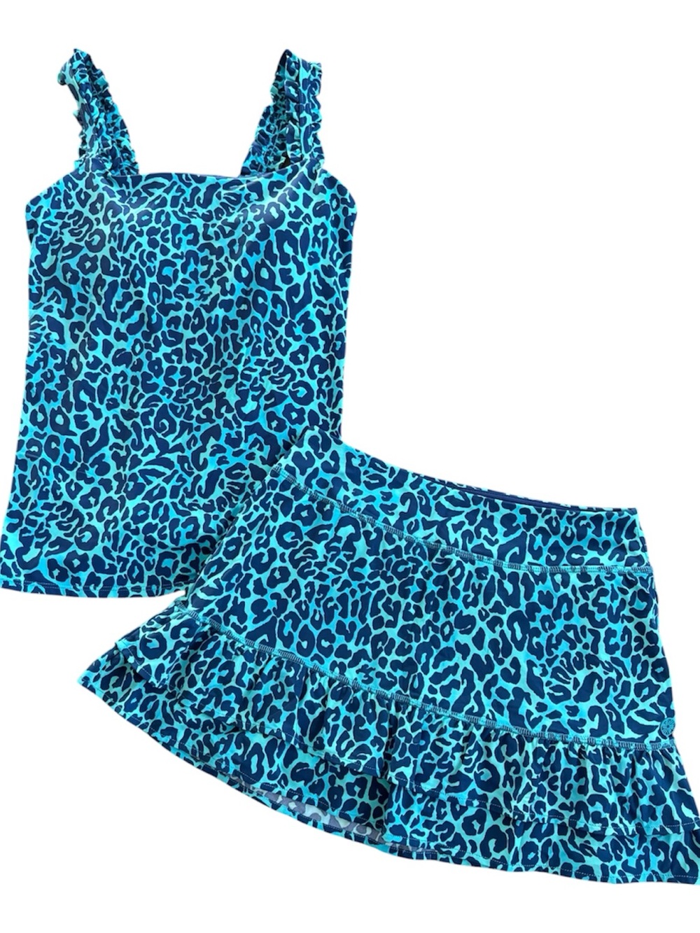 Lilly Pulitzer Luxletic Set XS Lucine Bra Tank & Fern Skort Oyster Bay Navy NWOT